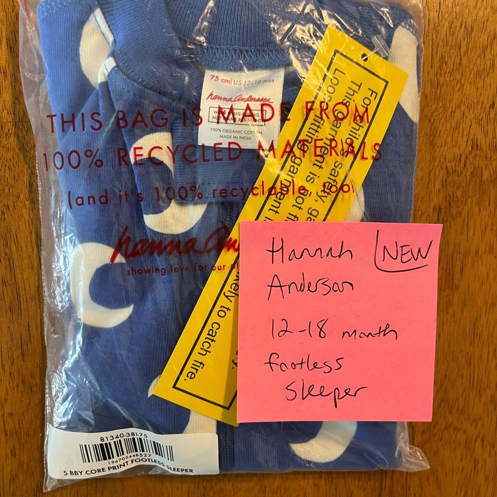 Brand new Hannah Anderson footless sleeper